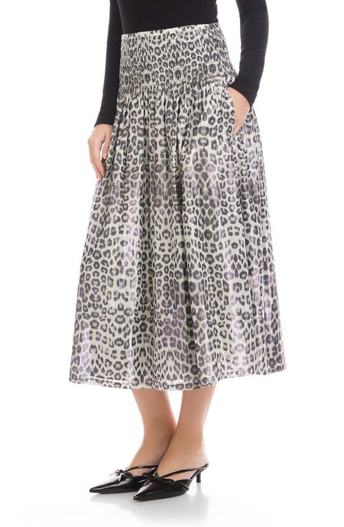 Fifteen Twenty Rhea Print Smock Waist Cotton Blend Midi Skirt In Animal Print