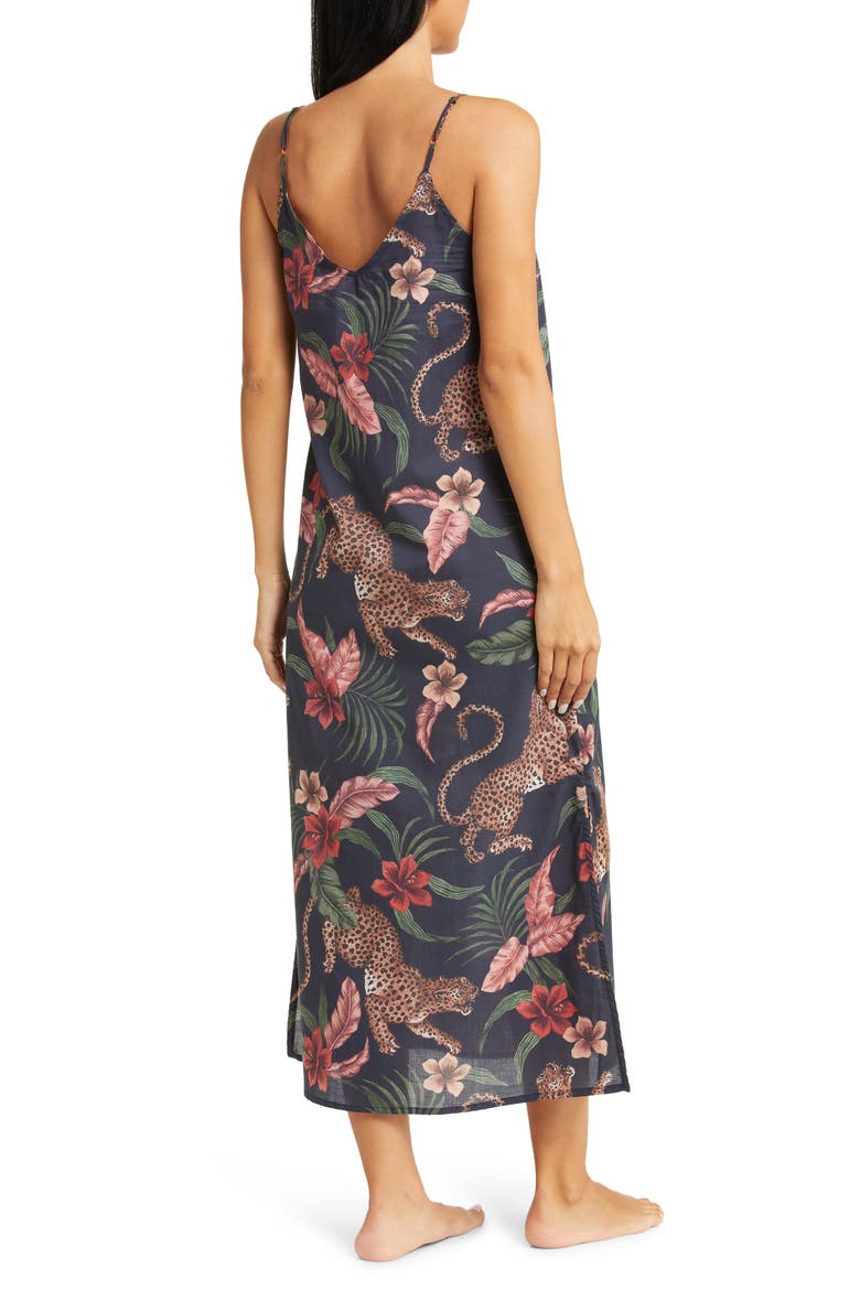 Floral Cotton Nightgown, Alternate, color, SOLEIA NAVY