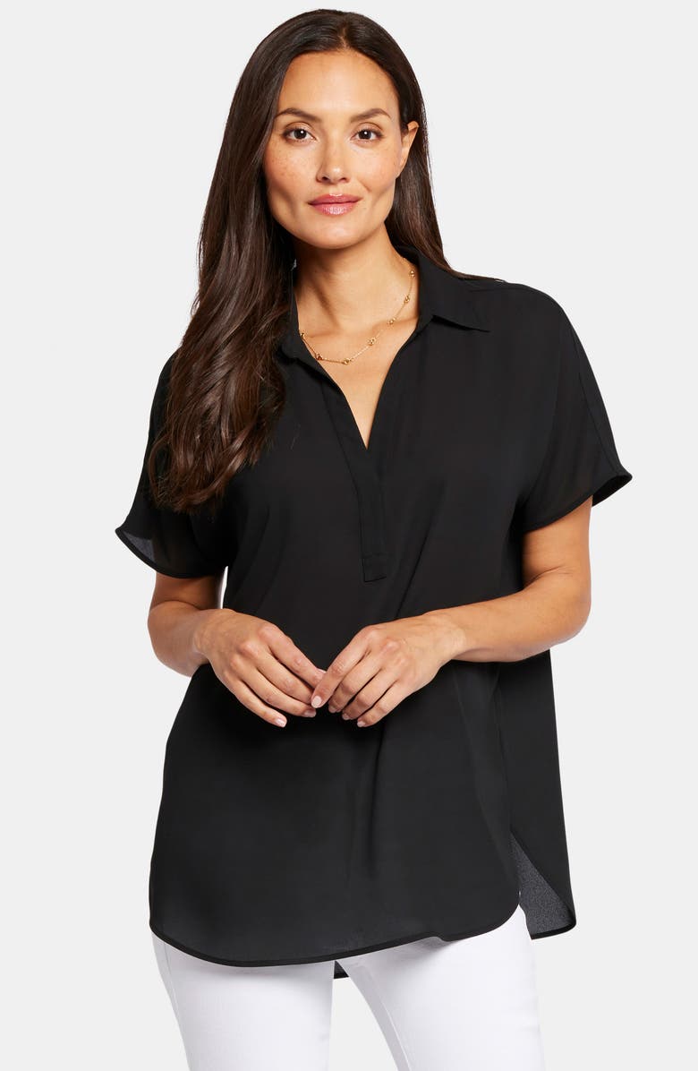 NYDJ Becky Split Neck Woven Top, Alternate, color, Black