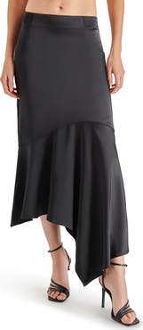 Steve Madden Lucille Asymmetric Satin Skirt