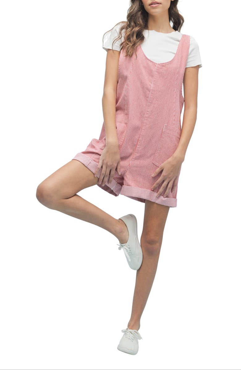 WISHLIST Striped Romper, Main, color, Red/ White