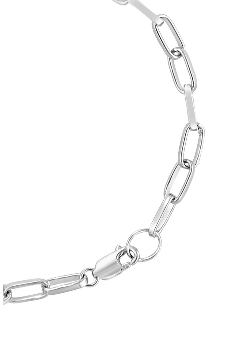 Sterling Silver Diamond Padlock Paperclip Chain Bracelet, Alternate, color, SILVER