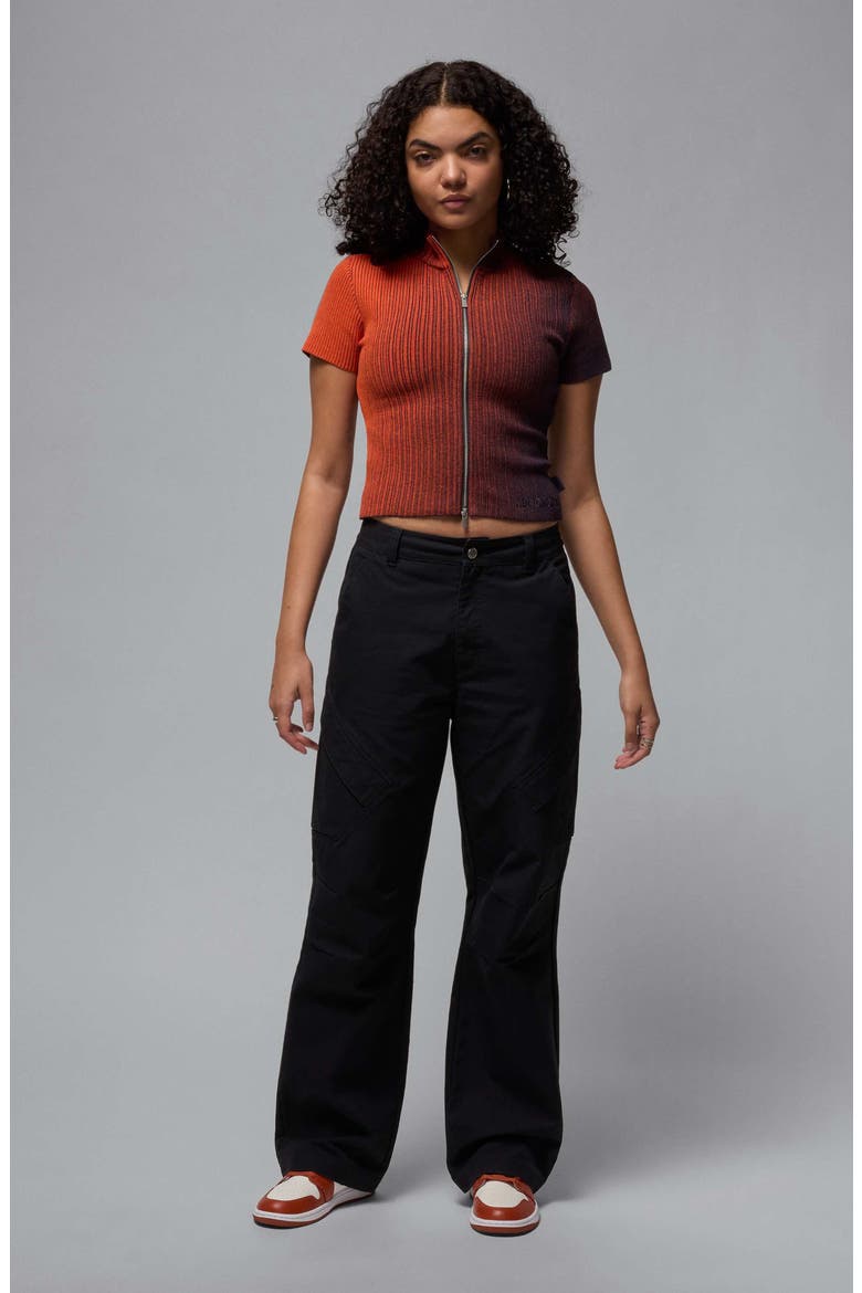 Air Jordan Short Sleeve Zip Cardigan, Alternate, color, CAVE PURPLE/ MANTRA ORANGE