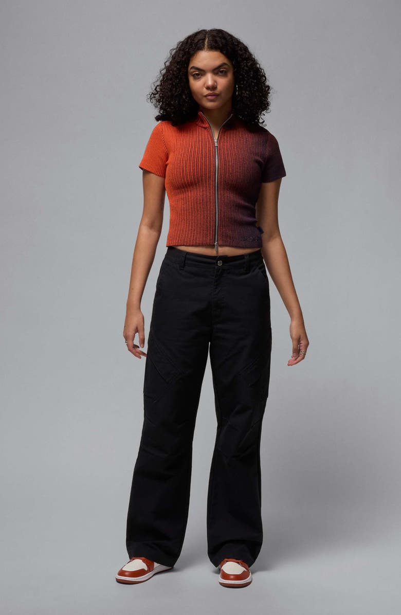 Jordan Air Jordan Short Sleeve Zip Cardigan, Alternate, color, Cave Purple/ Mantra Orange