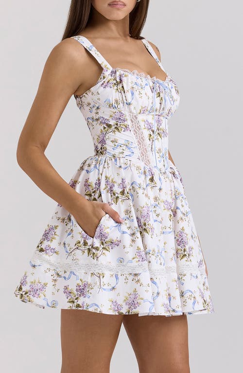 House Of Cb Kimmie Floral Minidress In Off White Floral Print