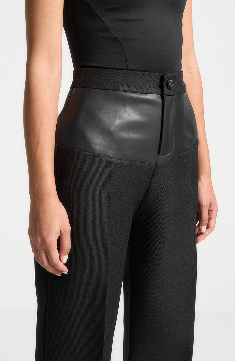 Manière De Voir Blanche Leather Panel Tailored Trousers, Main, color, Black