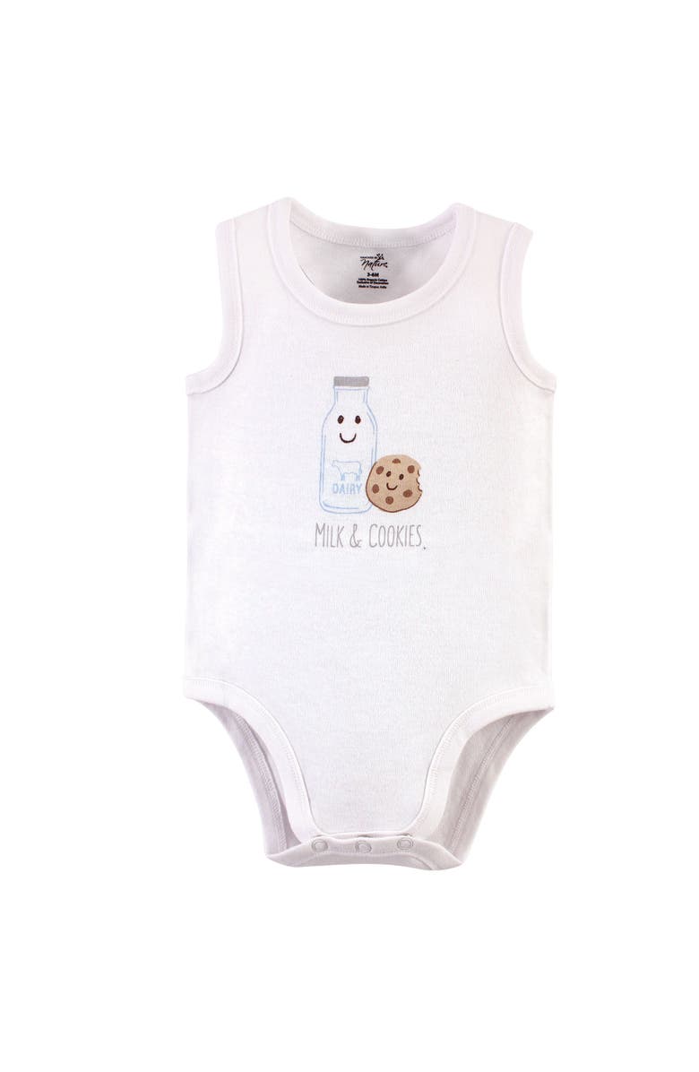 Touched by Nature Five-Piece Organic Cotton Sleeveless Bodysuits, Alternate, color, Milk & Cookies