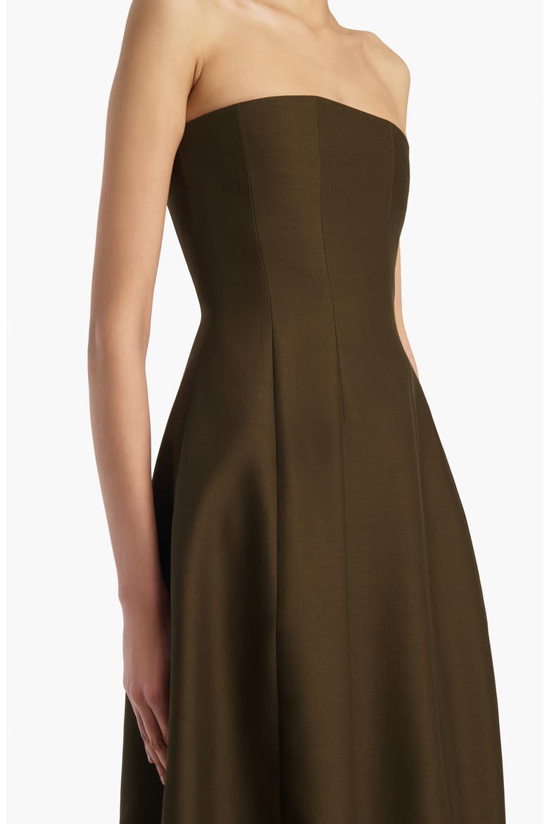 Stela Strapless Dress, Alternate, color, DARK OLIVE