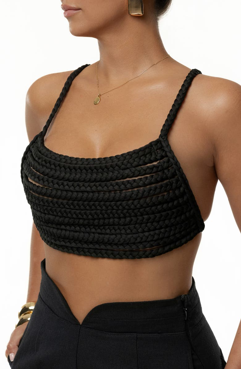 JLUXLABEL Sofia Braided Crop Top, Alternate, color, Black