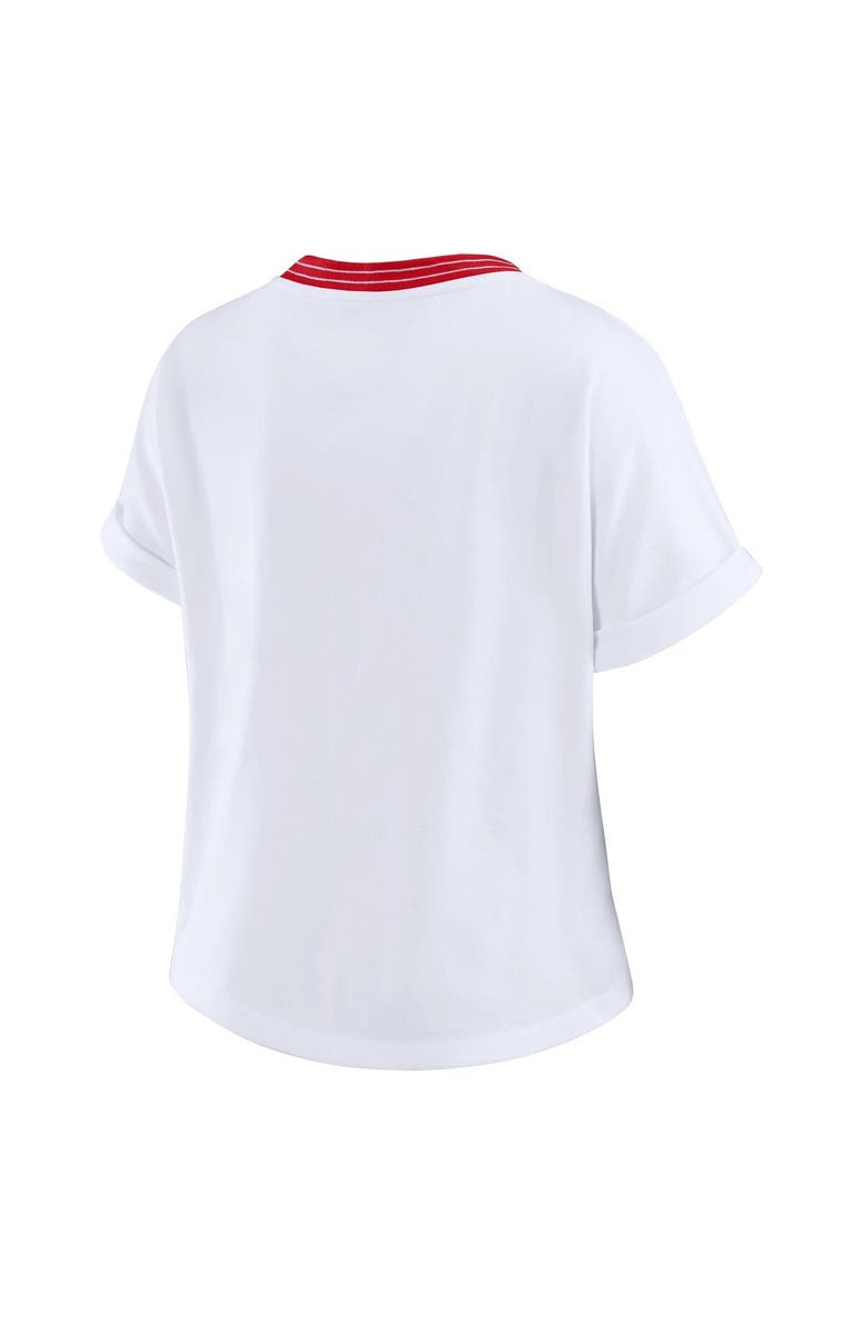 WEAR by Erin Andrews Women's WEAR by Erin Andrews White Tampa Bay Buccaneers Cropped Center Stripe Dolman T-Shirt, Alternate, color, White