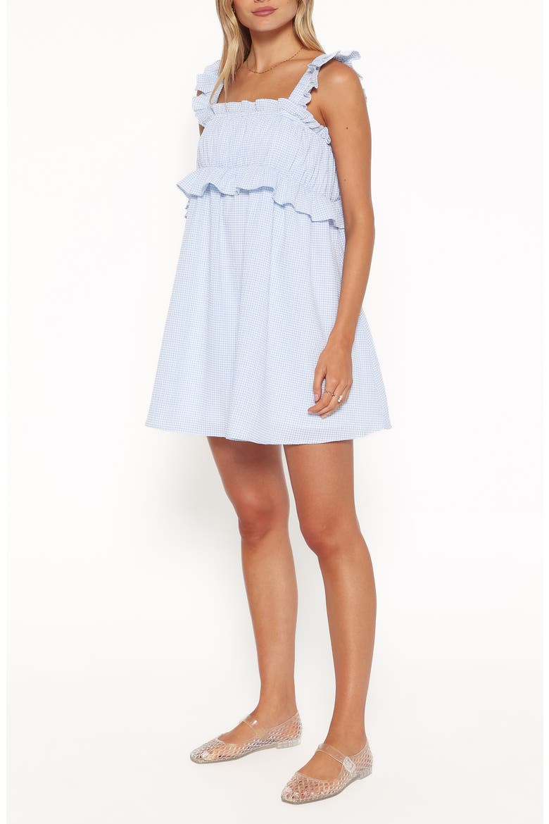 Keonia Gingham Ruffle Minidress, Alternate, color, BABY BLUE GINGHAM