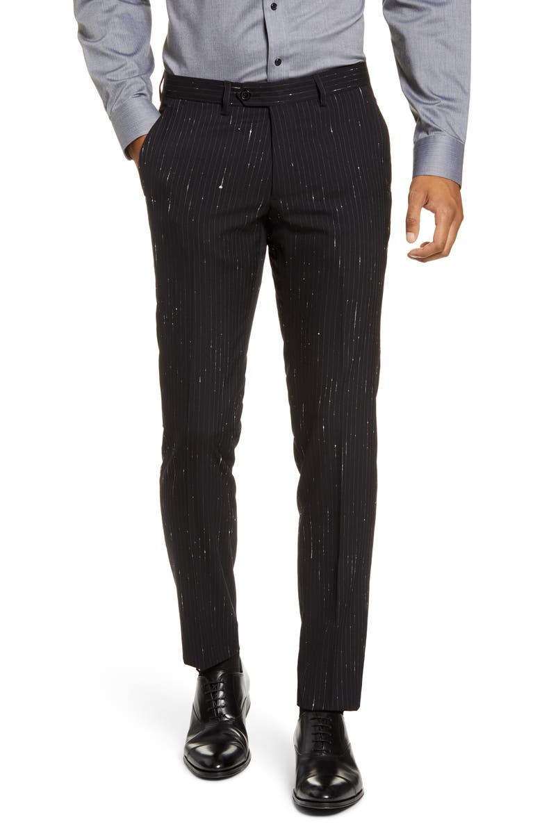 Christopher Bates Slim Fit Metallic Shooting Stripe Wool Blend Trousers, Main, color, 