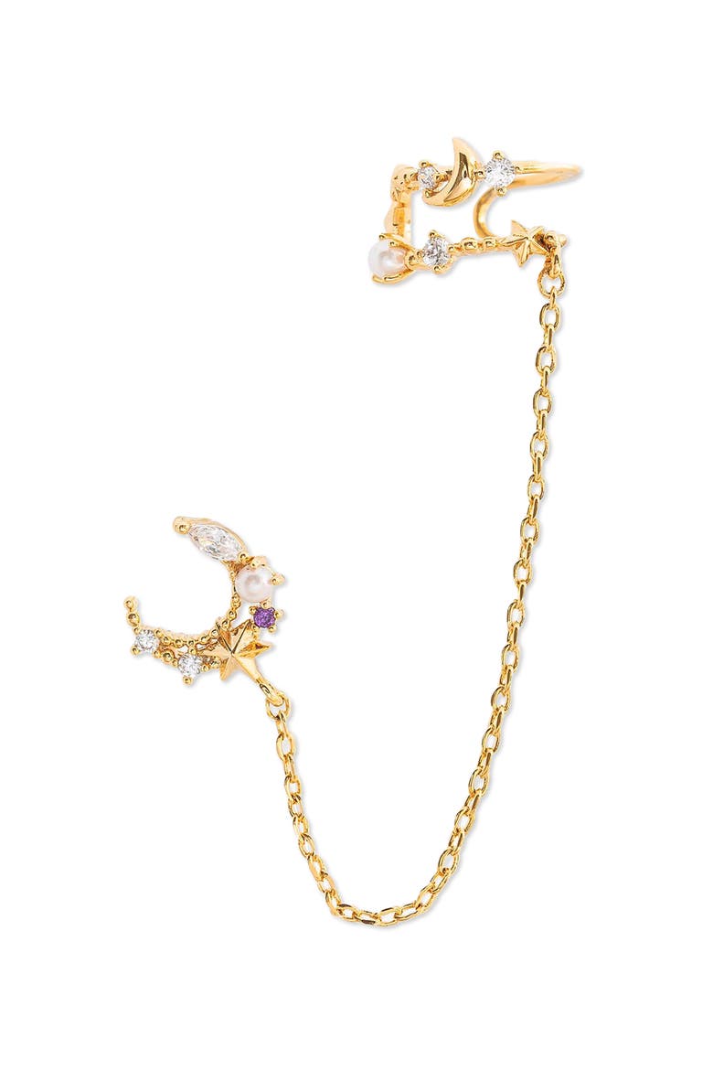 Cosmic Skies Cuff & Stud Earring, Main, color, GOLD