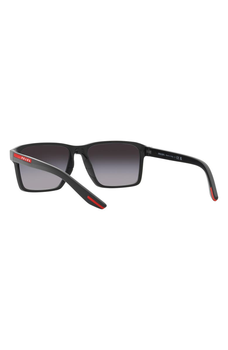 Prada Linea Rossa 58mm Gradient Rectangular Sunglasses, Alternate, color, Black