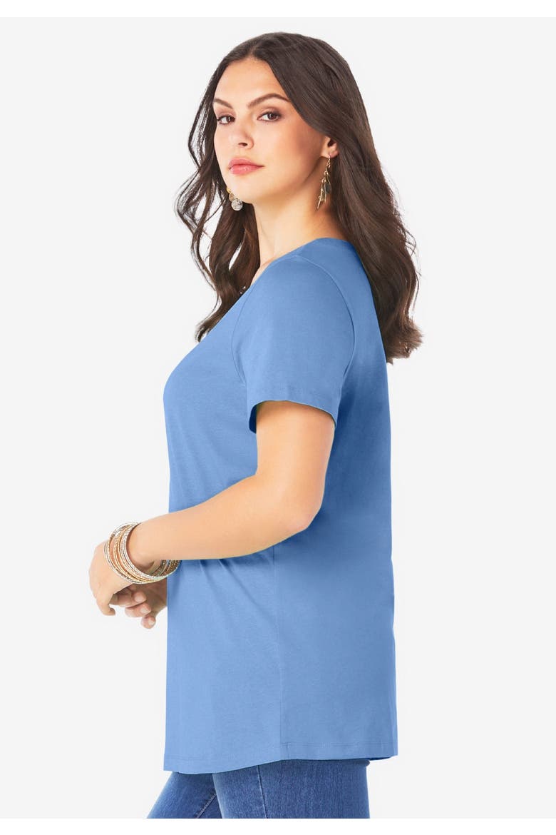 Plus Size Cotton Ultimate Crewneck Tee, Alternate, color, RASPBERRY