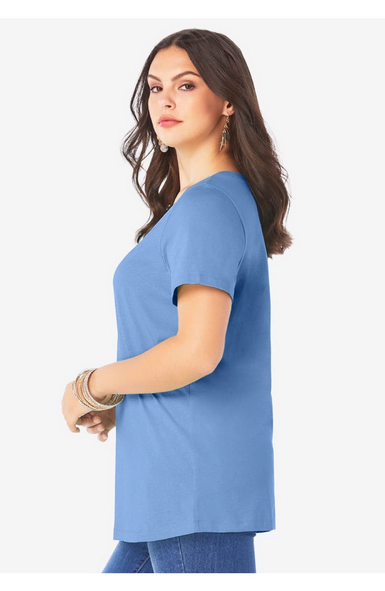 Roaman's Plus Size Cotton Ultimate Crewneck Tee, Alternate, color, Pale Blue