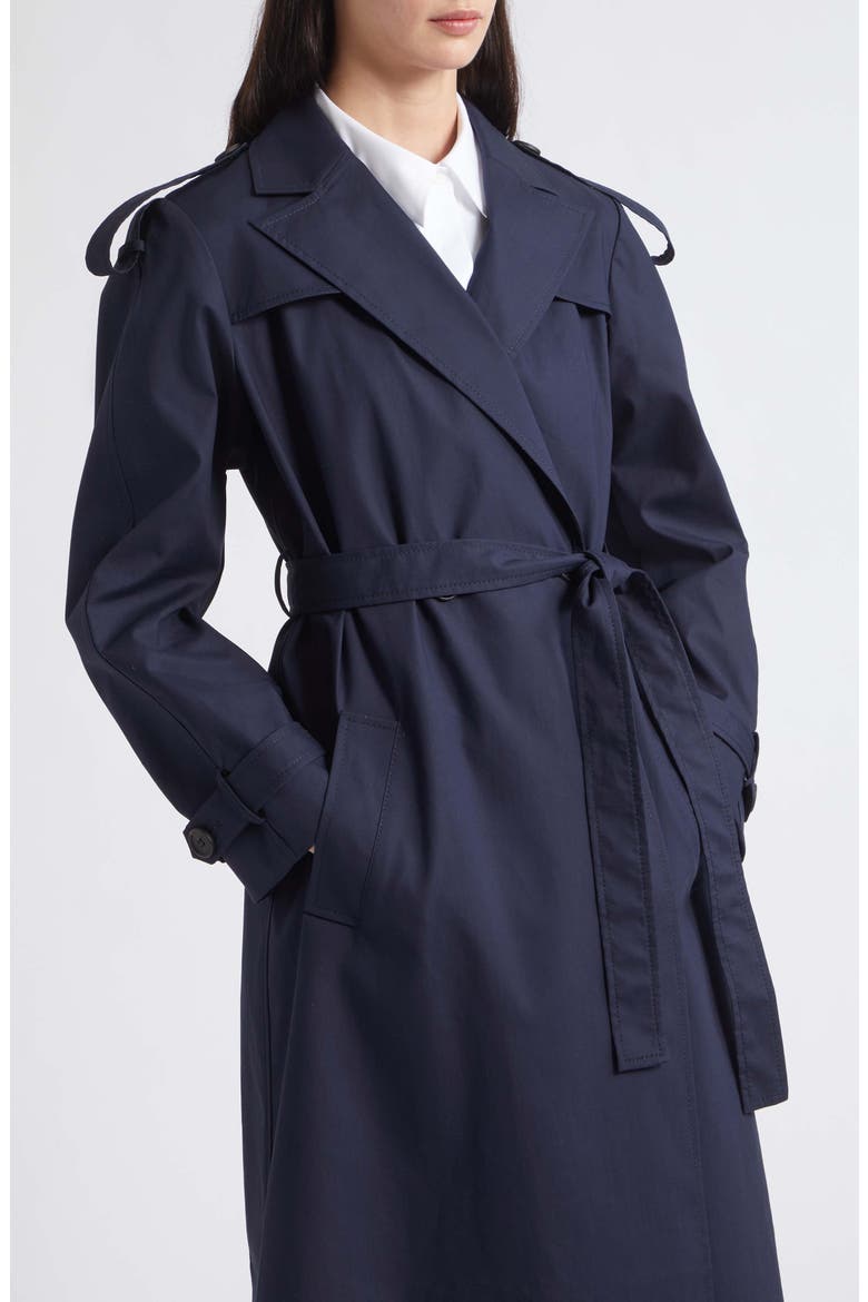 Annie Bonded Cotton Trench Coat, Alternate, color, NAVY