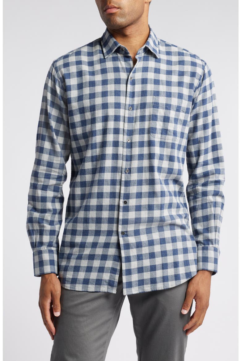 Delta Plaid Button-Up Shirt, Main, color, NAVY