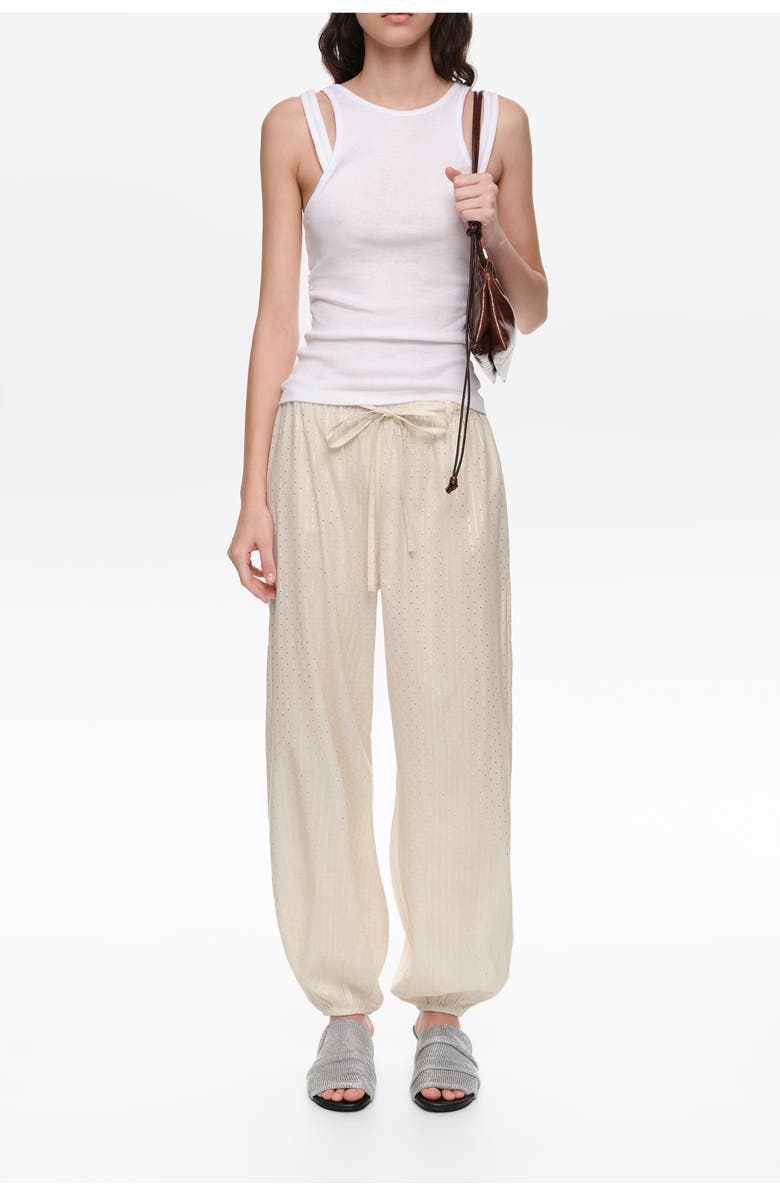 Bimba y Lola Metallic Polka Dot Harem Trousers, Main, color, Beige