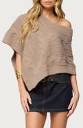 EDIKTED Vickey Cable Stitch One-Shoulder Poncho