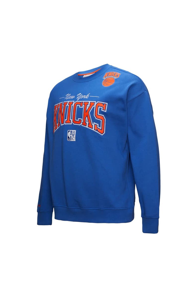 Mitchell & Ness Men's Mitchell & Ness Blue New York Knicks Hardwood Classics There & Back 2.0 Vintage Pullover Sweatshirt, Alternate, color, 