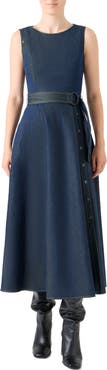 Akris punto Sleeveless Denim A-Line Dress