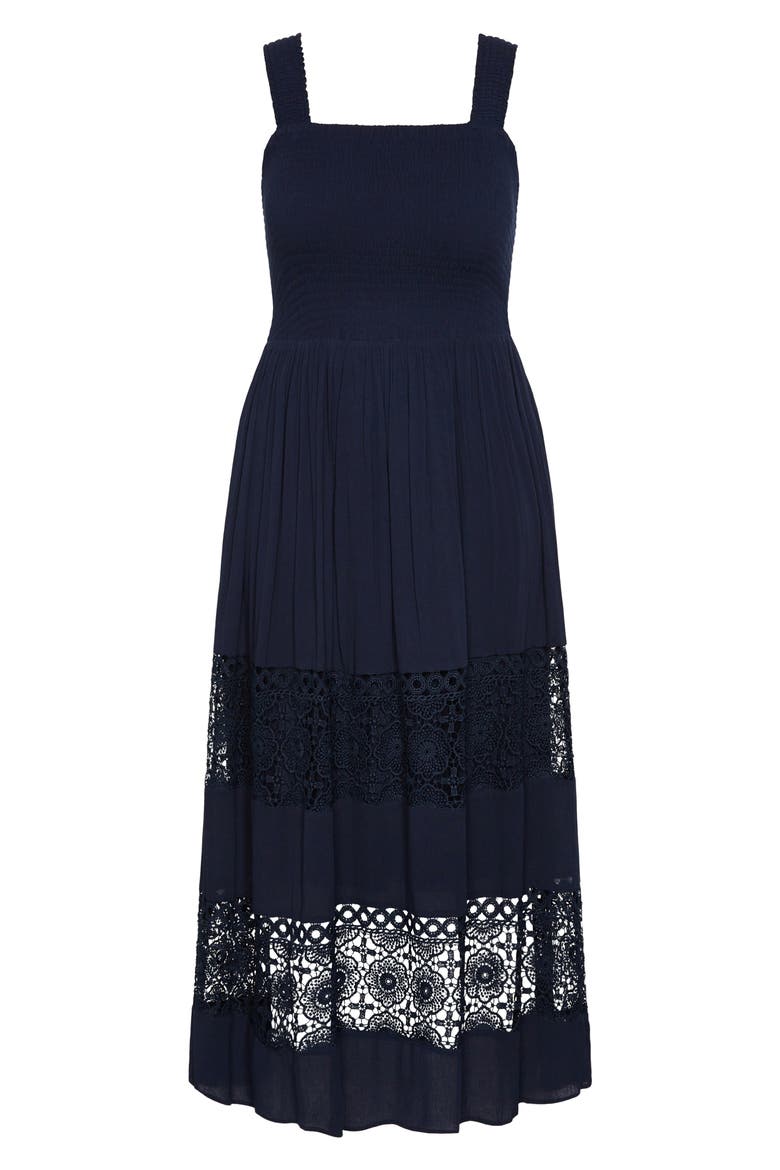 By the Beach Lace Inset Maxi Sundress, Alternate, color, NAVY