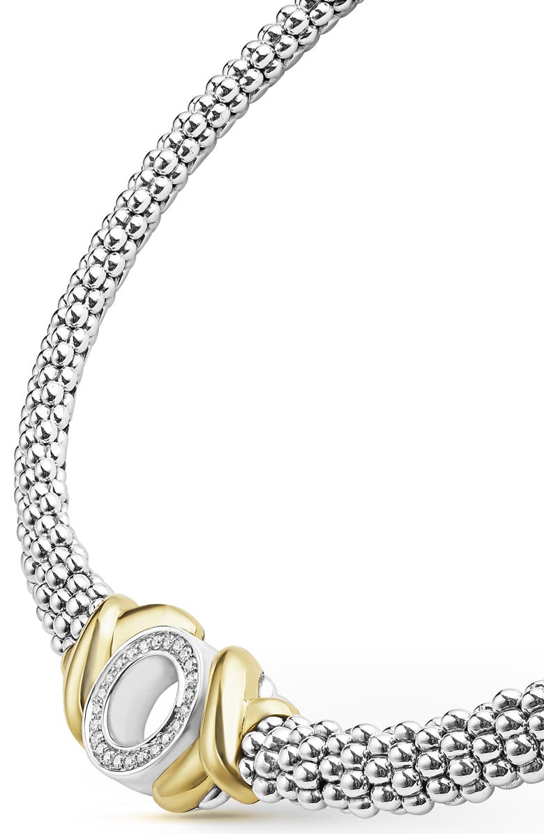 LAGOS Embrace Pavé Diamond Circle Caviar Necklace, Alternate, color, 