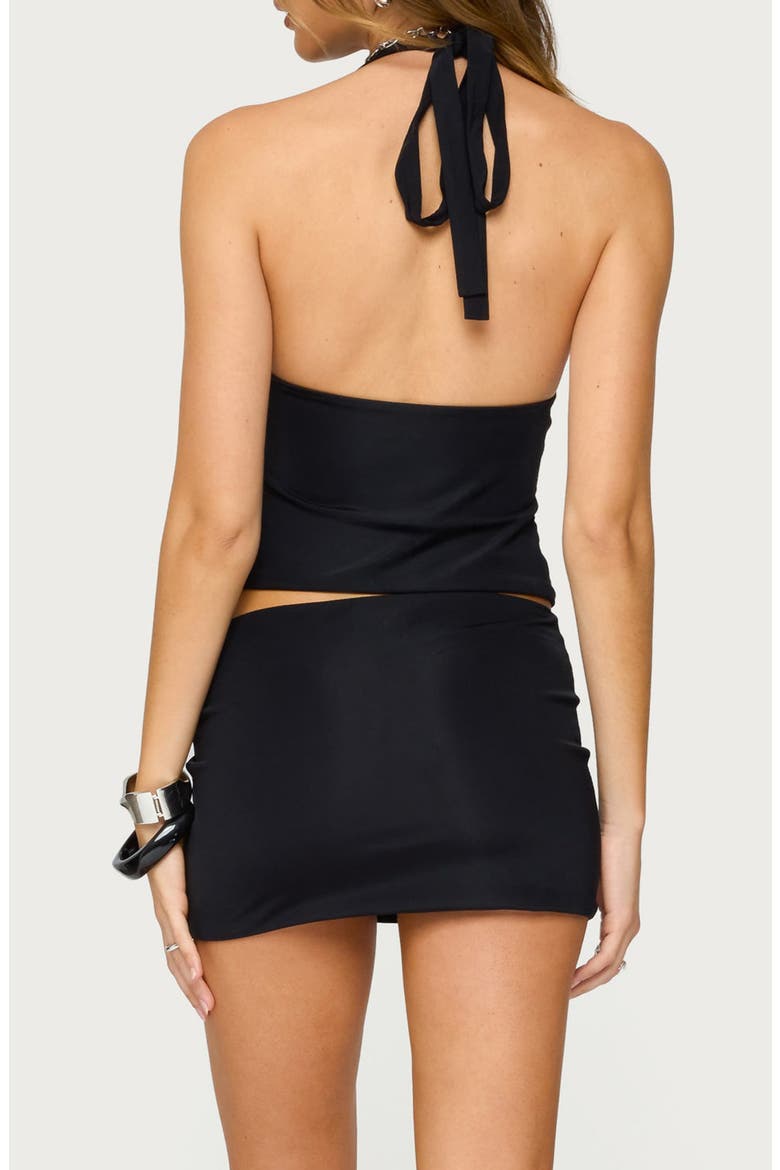 Billey Metal Ring Halter Crop Top, Alternate, color, BLACK
