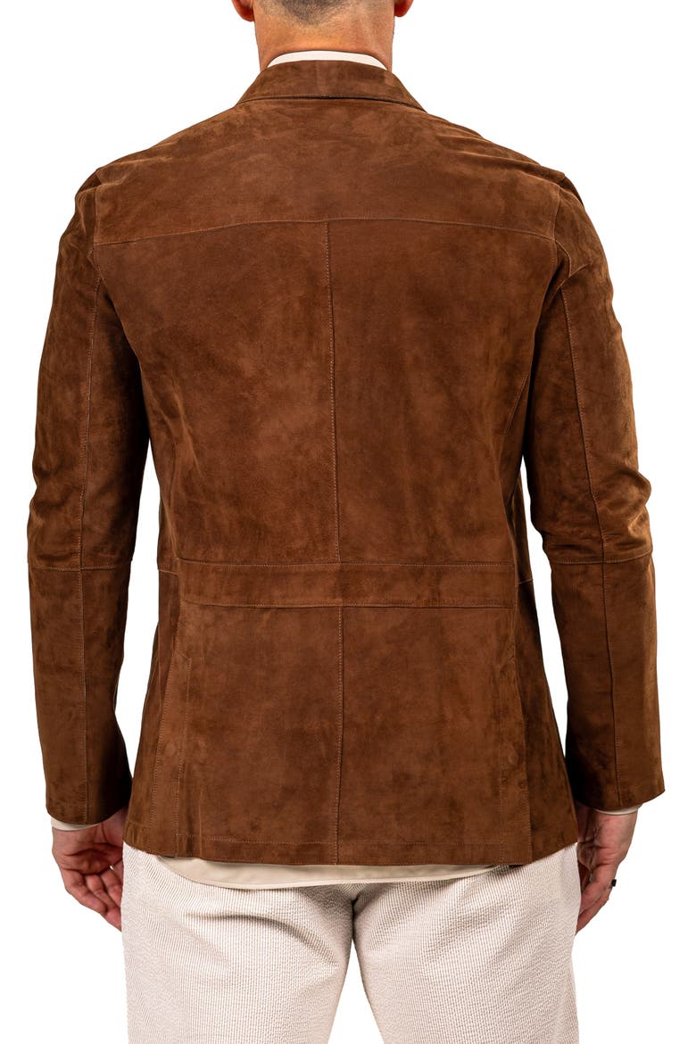 Slim Fit Lambskin Suede Jacket, Alternate, color, BROWN