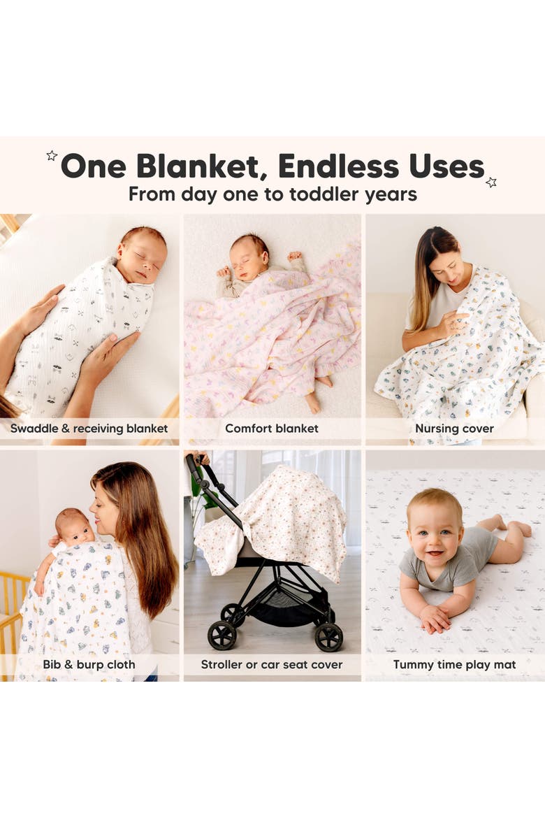 3-Pack Lyra Muslin Swaddle Blankets, Alternate, color, Diggers