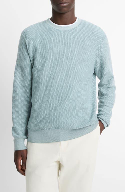 Vince Geometric Jacquard Wool & Cotton Blend Crewneck Sweater In Lagoon/classic Cream