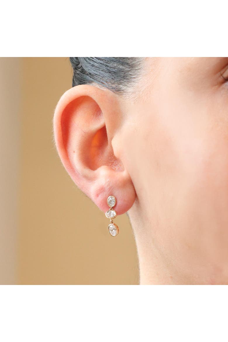 Lab Grown Diamond Oval Bezel Dangle Earrings, Alternate, color, Yelllow Gold