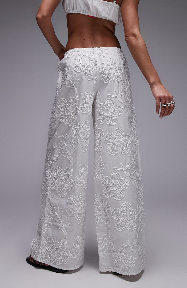Floral Embroidered Straight Leg Pants