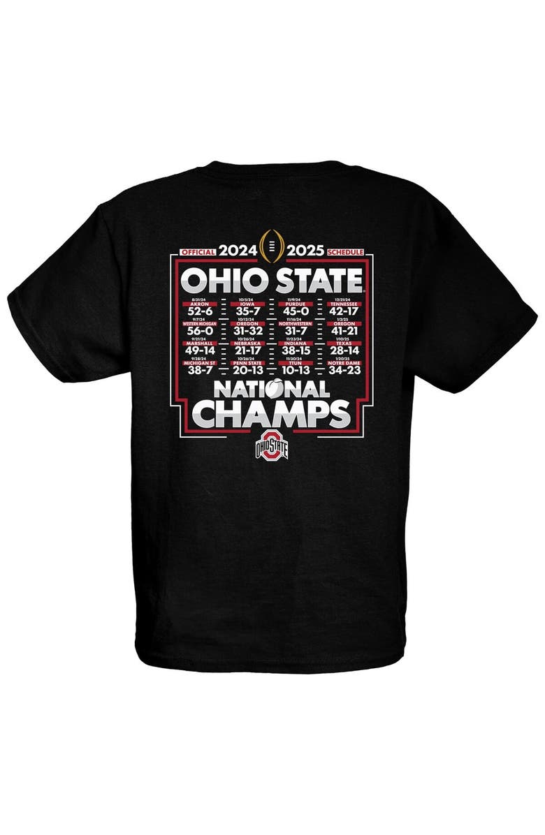 BLUE 84 Youth Blue 84 Black Ohio State Buckeyes College Football Playoff 2024 National Champions Schedule T-Shirt, Alternate, color, 
