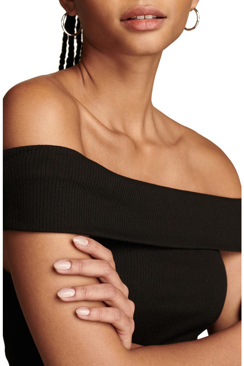 Off the Shoulder Rib Top, Alternate, color, JET BLACK