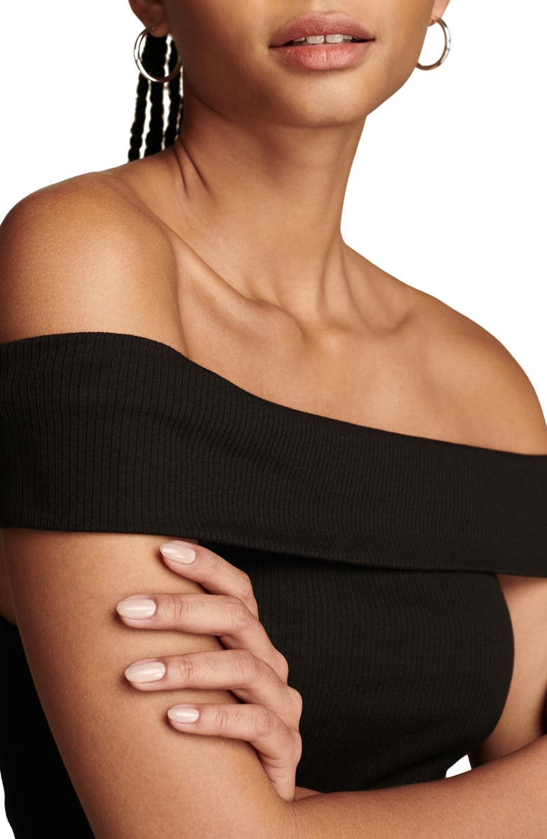 Lucky Brand Off the Shoulder Rib Top, Alternate, color, Jet Black