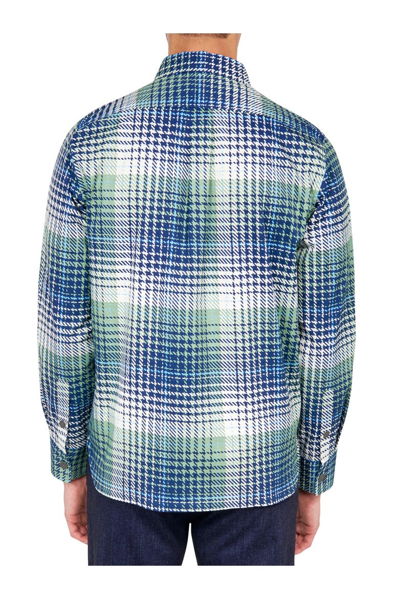 Slim Plaid Cotton Stretch Shirt Jacket, Alternate, color, BLUE