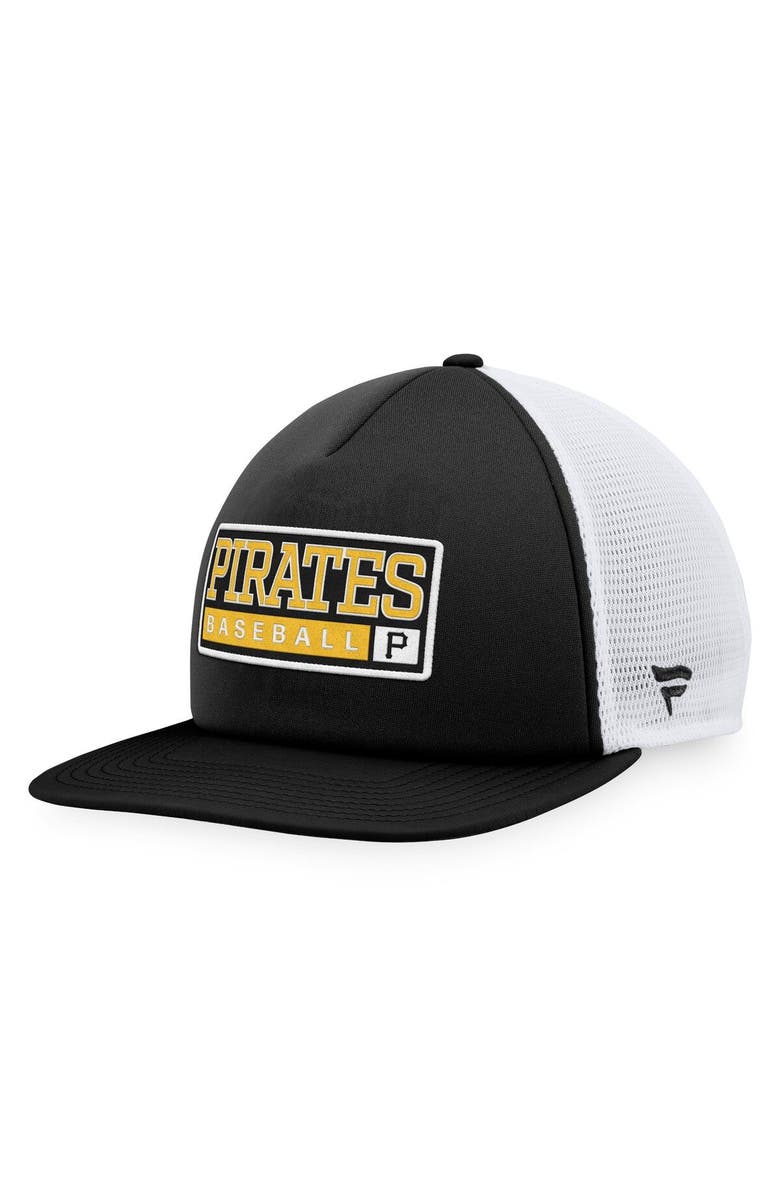 MAJESTIC Men's Majestic Black/White Pittsburgh Pirates Foam Trucker Snapback Hat, Main, color, Black
