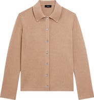 Theory Collar Cashmere & Wool Rib Cardigan
