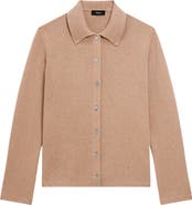 Theory Collar Cashmere & Wool Rib Cardigan