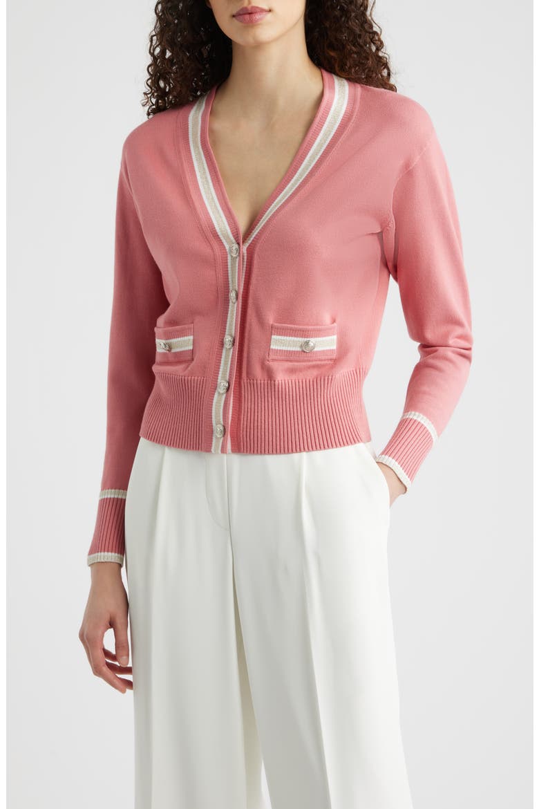 The Kiva Metallic Stripe Cardigan, Main, color, DRAGON FRUIT