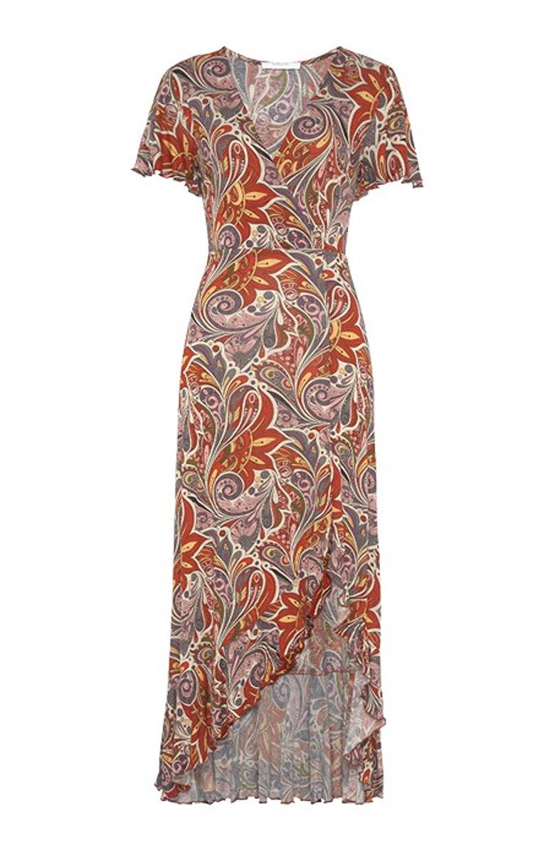 LASCANA Women's Printed Side Slit Maxi Dress, Alternate, color, Multi