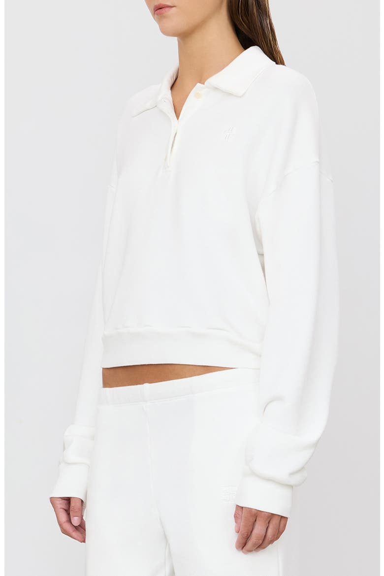 Cropped Polo Sweatshirt, Alternate, color, WHITE