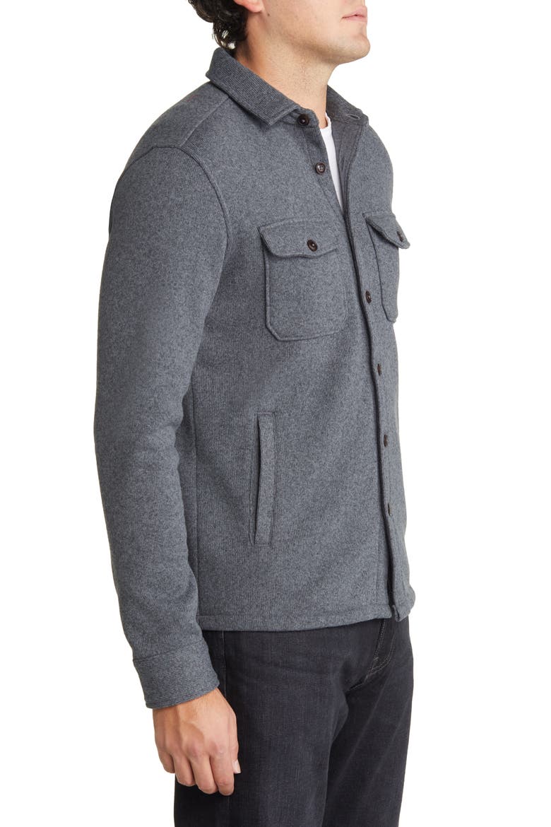 Sweater Fleece Button-Up Shirt Jacket, Alternate, color, IRON