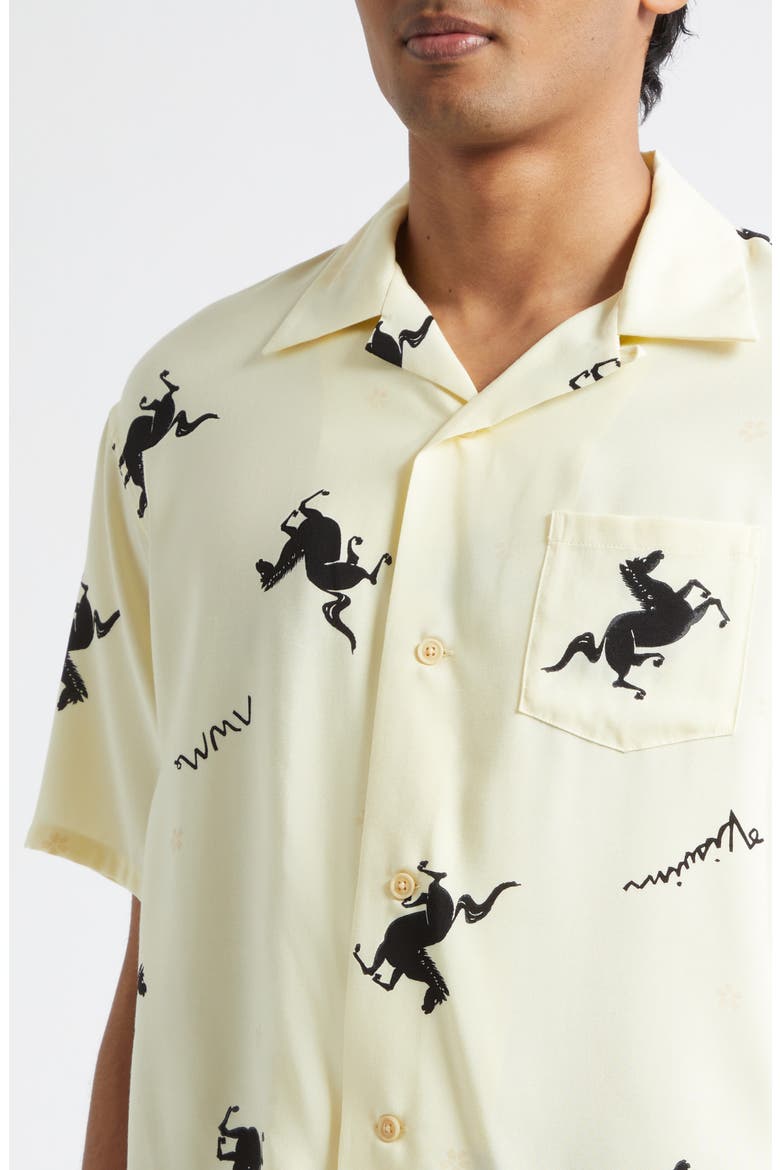 Crosby Horse Print Camp Shirt, Alternate, color, YELLOW
