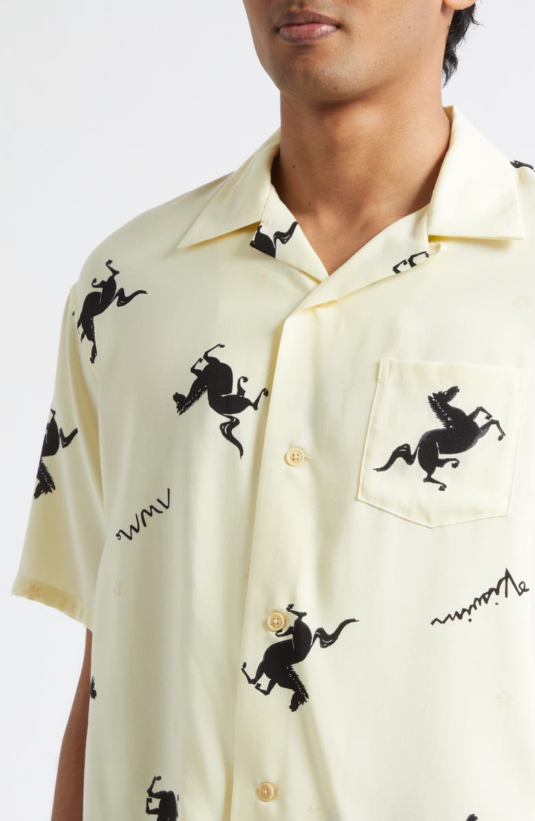 VISVIM Crosby Horse Print Camp Shirt, Alternate, color, Yellow