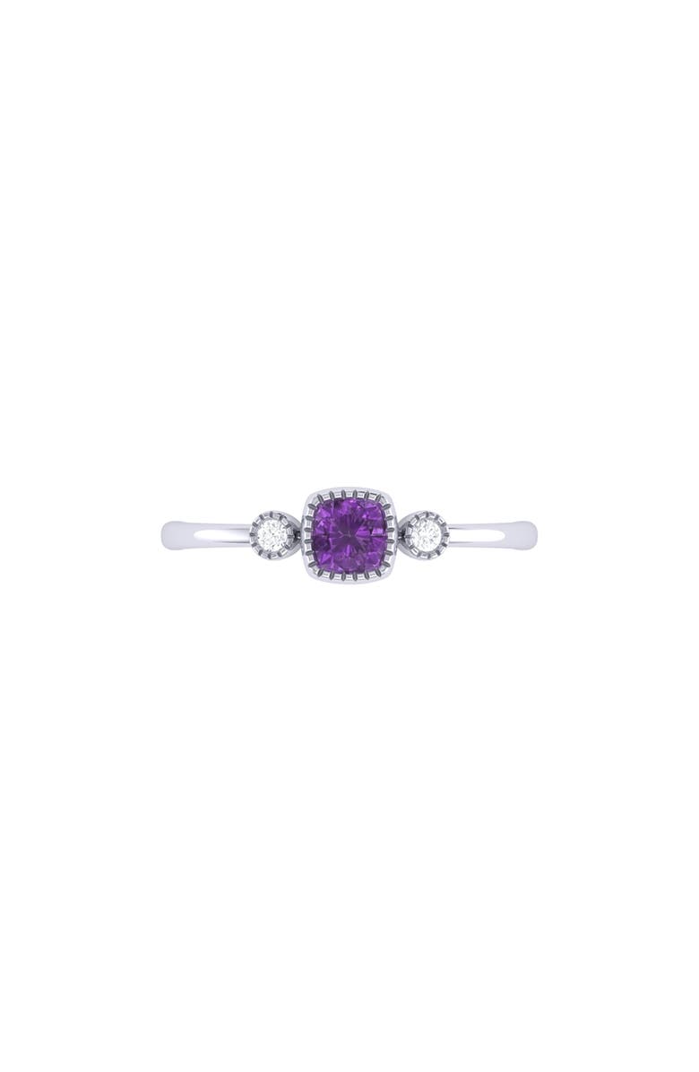 LuvMyJewelry Cushion Cut Amethyst & Diamond Birthstone Ring in 14K Gold, Alternate, color, 