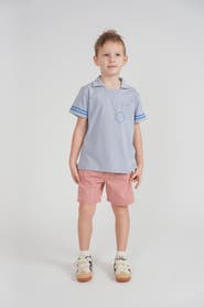 FYI Boys Striped Pull-On Denim Shorts - Elastic Waist, Front Pockets