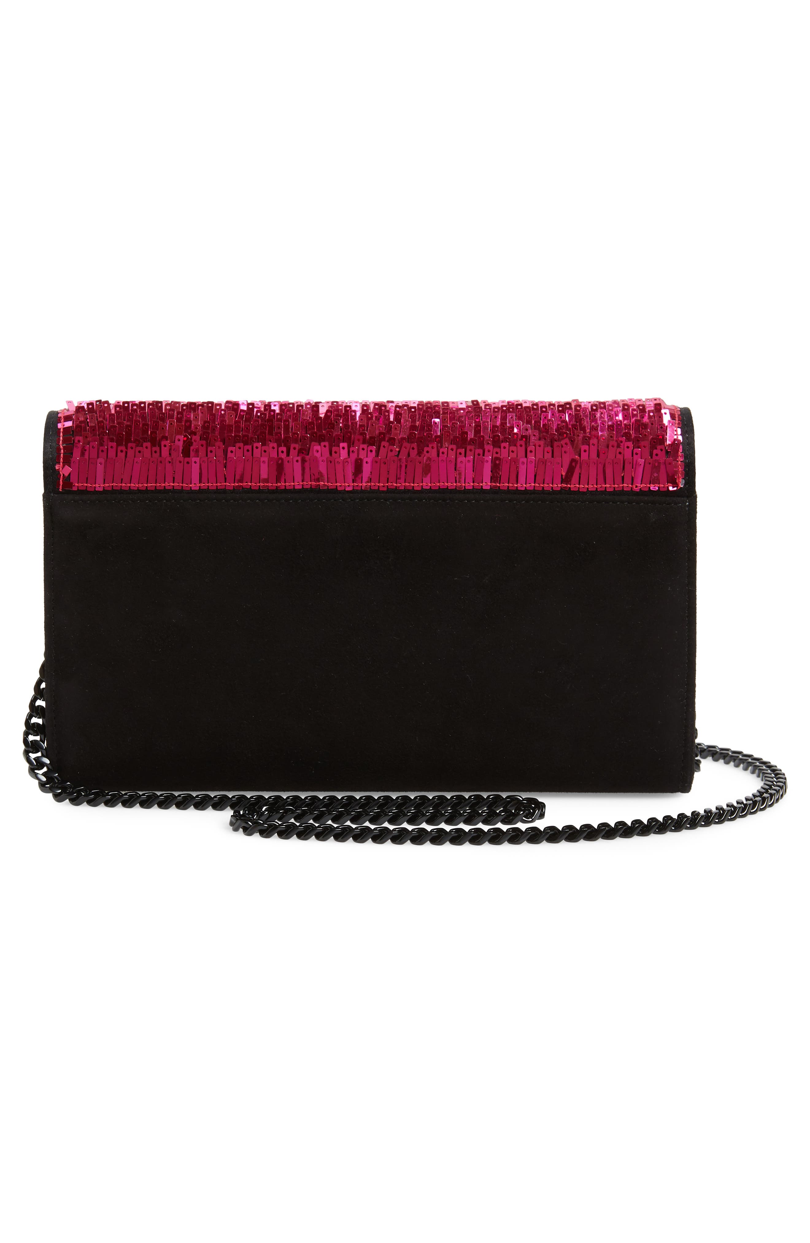Kate Embellished Wallet on a Chain, Alternate, color, FUSHIA/ NOIR